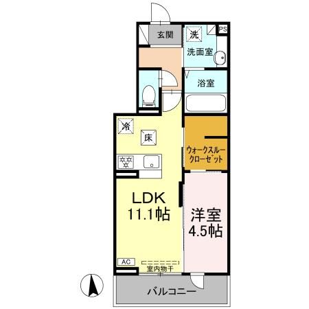 松山市朝生田町のアパートの間取り