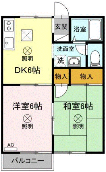 【玉野市槌ケ原のアパートの間取り】