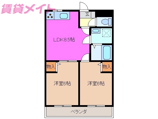 いなべ市大安町高柳のマンションの間取り