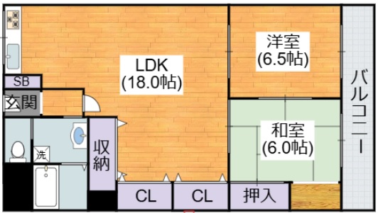 大阪市平野区平野宮町のマンションの間取り