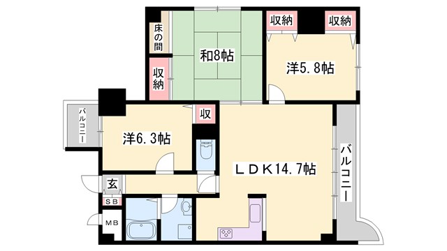 ライオンズマンション姫路の間取り