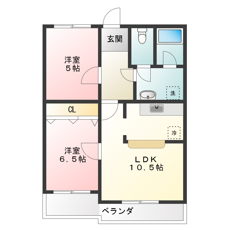 阿南市羽ノ浦町中庄のマンションの間取り