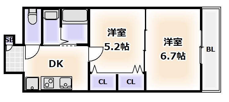 大阪市西成区岸里東のマンションの間取り