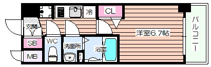 プレサンスOSAKA DOMECITY クロスティの間取り