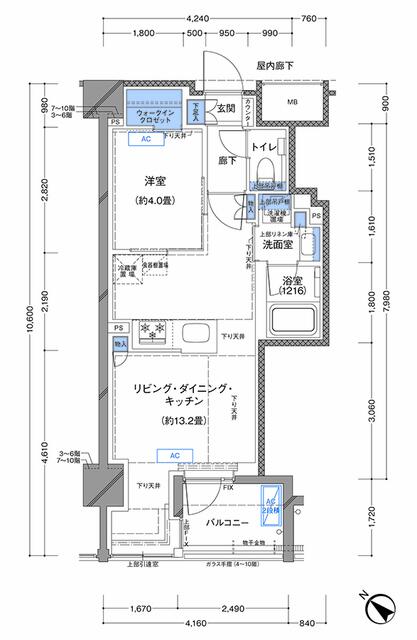 横浜市南区高根町のマンションの間取り