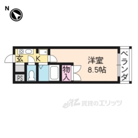 京都市北区鷹峯上ノ町のマンションの間取り