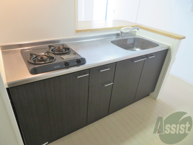 キッチン　キッチンはシックなデザインでした。洗い場も大きい。