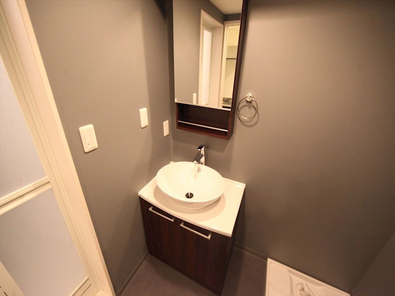 洗面設備　脱衣所　デザイン独立洗面台　室内洗濯機置き場