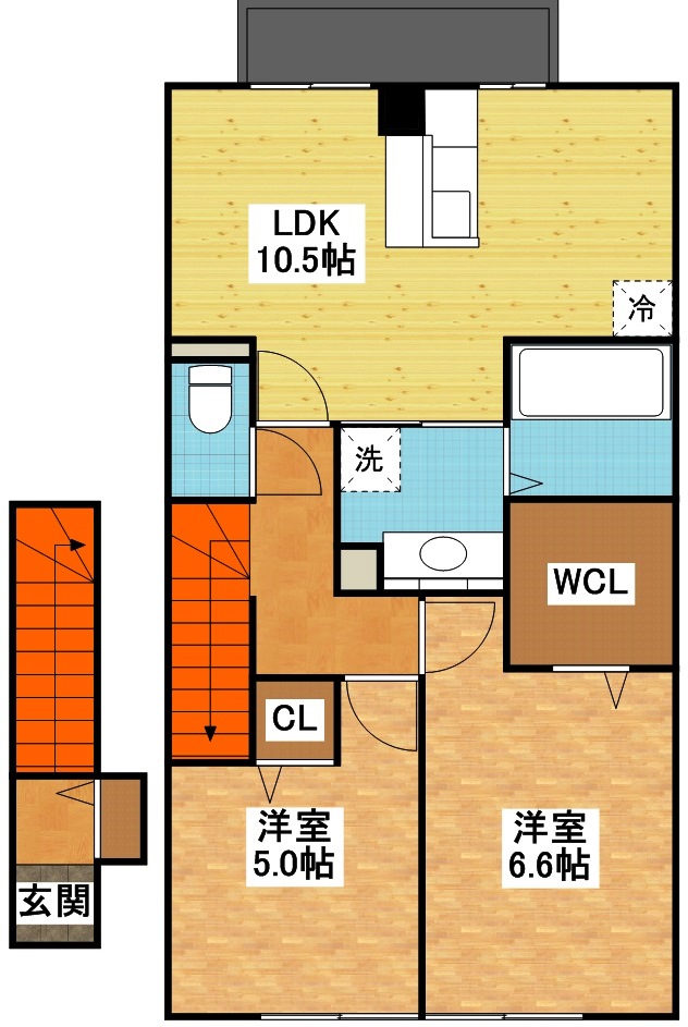 長崎市平間町のアパートの間取り