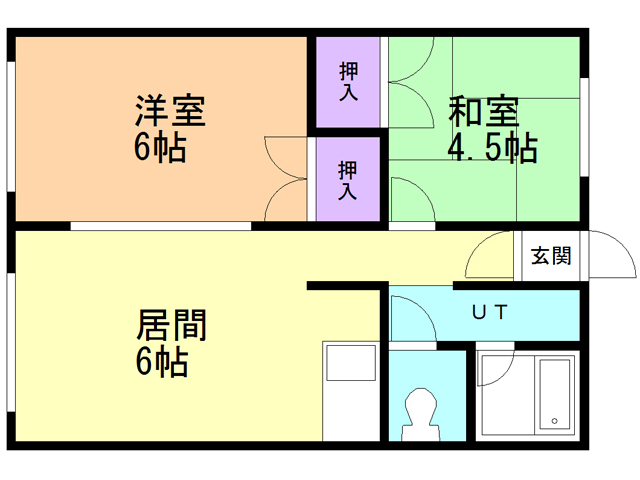 苫小牧市のぞみ町のアパートの間取り