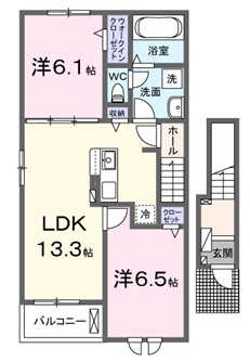 広島市安佐北区上深川町のアパートの間取り