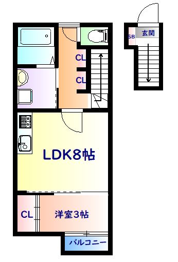 仙台市宮城野区清水沼のアパートの間取り