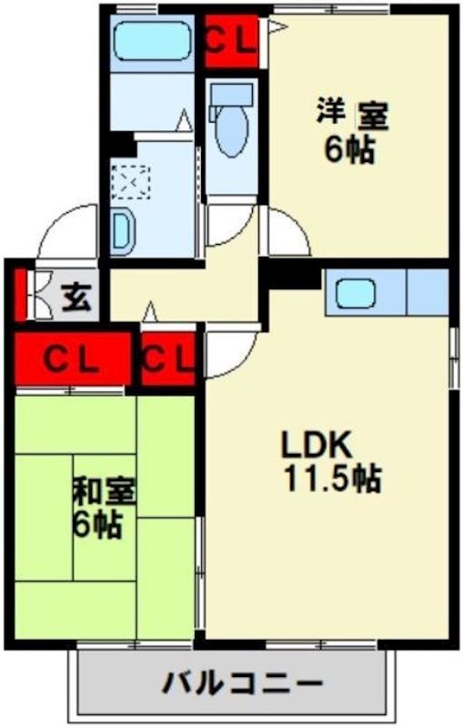 北九州市八幡西区上の原のアパートの間取り