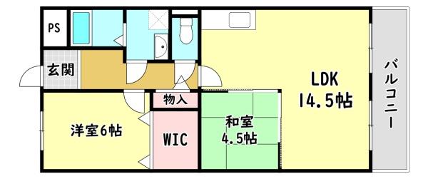 寝屋川市八坂町のマンションの間取り