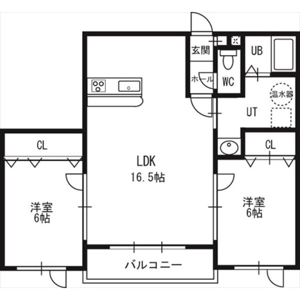 札幌市手稲区富丘一条のマンションの間取り