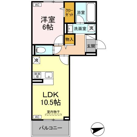 鹿児島市上之園町のアパートの間取り