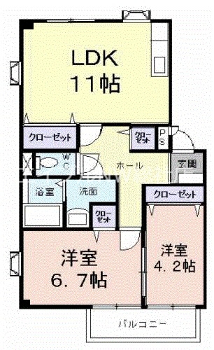 倉敷市福江のアパートの間取り