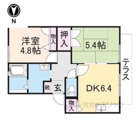 奈良市菅原町のアパートの間取り