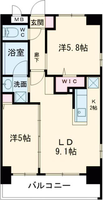 北九州市八幡西区陣原のマンションの間取り