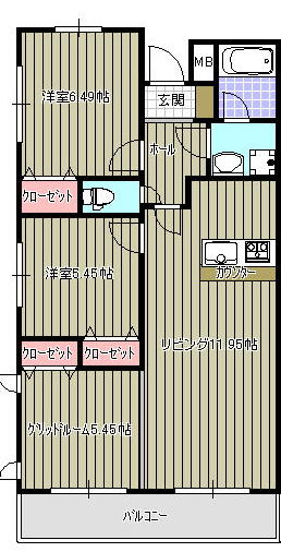 館山市北条のマンションの間取り