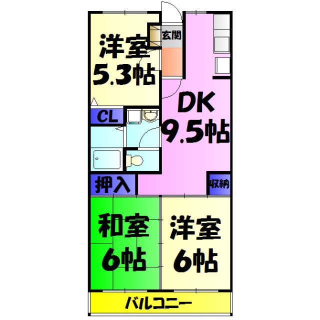 千葉市稲毛区轟町のマンションの間取り