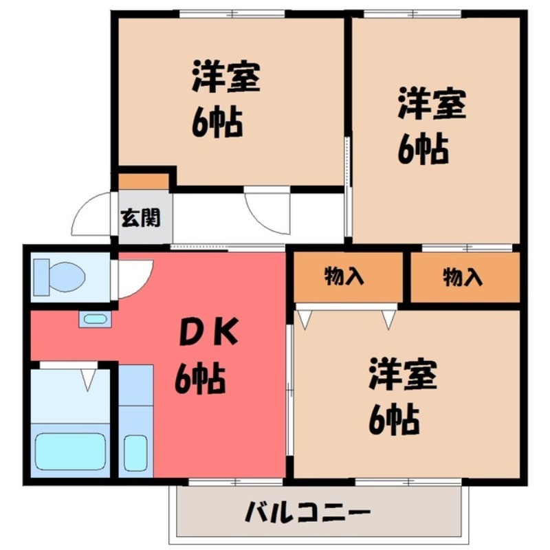 宇都宮市戸祭町のアパートの間取り