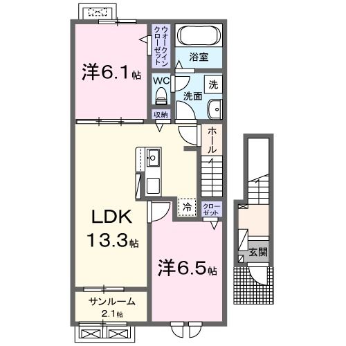 八戸市大字新井田のアパートの間取り