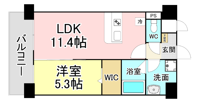 北九州市小倉北区白銀のマンションの間取り