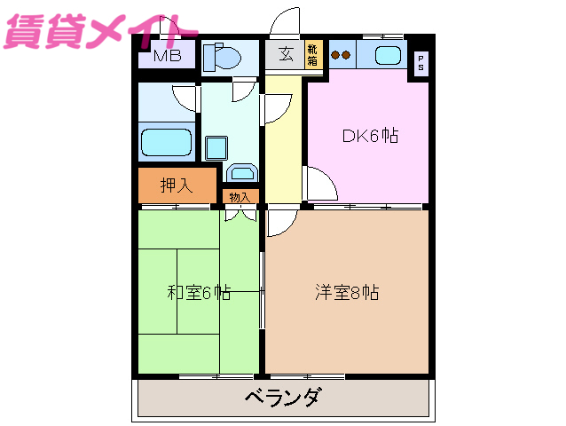 四日市市楠町南川のマンションの間取り