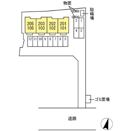 【ヴィラパティオAの駐車場】