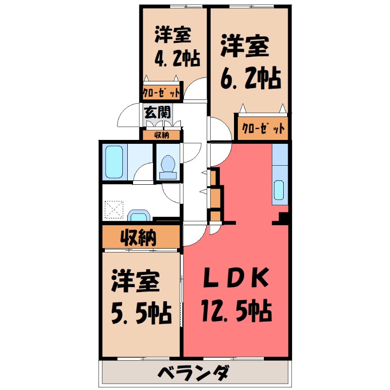 【行田市棚田町のマンションの間取り】