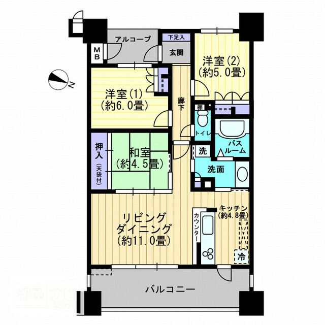 高松市浜ノ町のマンションの間取り