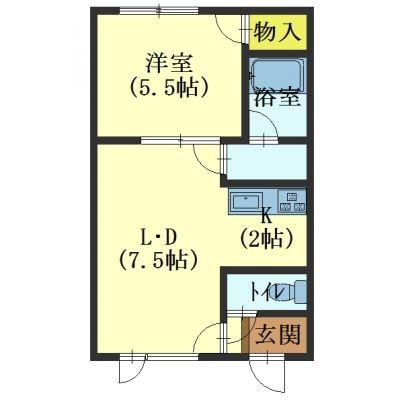 函館市深堀町のアパートの間取り