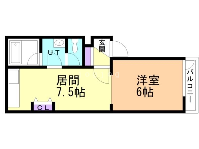 石狩郡当別町白樺町のアパートの間取り