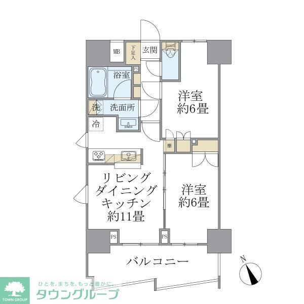 新宿区弁天町のマンションの間取り