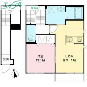 桑名市大字芳ケ崎のアパートの間取り