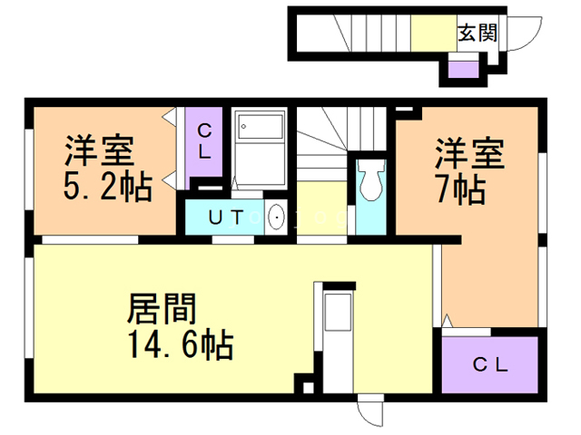 札幌市白石区米里一条のアパートの間取り