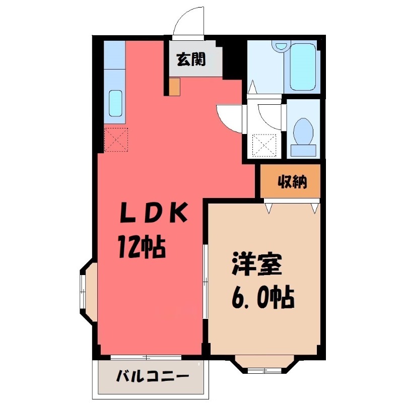 太田市東新町のアパートの間取り