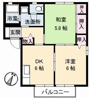 松江市東奥谷町のアパートの間取り