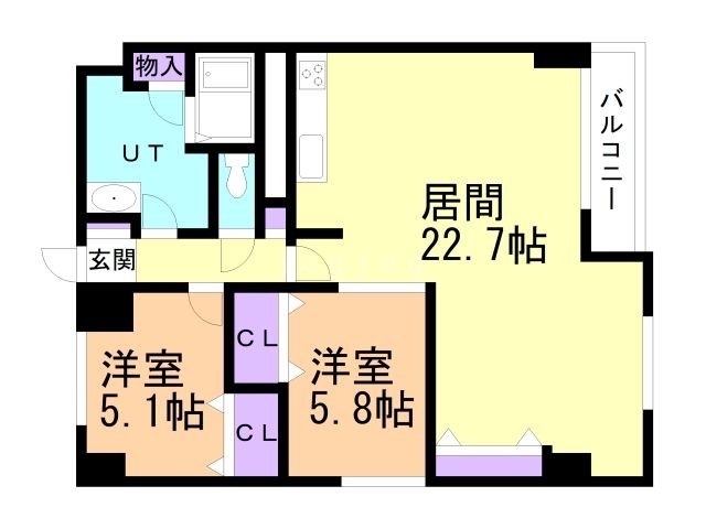 札幌市西区八軒一条東のマンションの間取り