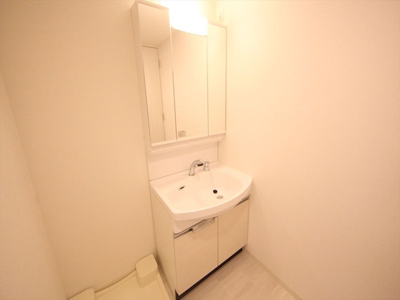 洗面設備　脱衣所　独立洗面台（シャンプードレッサー付）収納スペース有