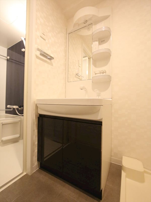 洗面設備　脱衣所　独立洗面台（シャンプードレッサー付）収納スペース有