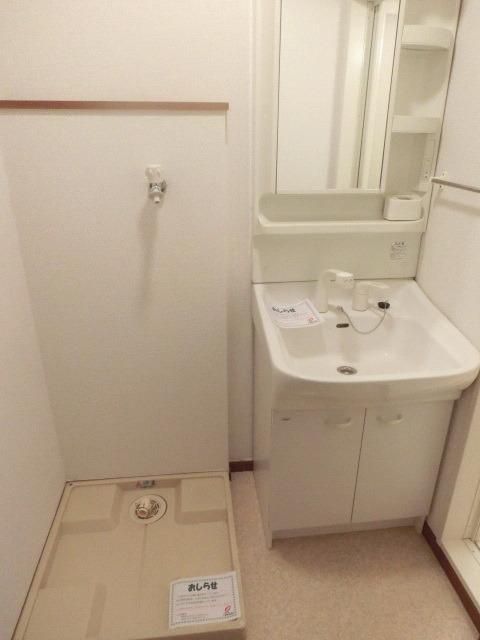 洗面設備　シャンプードレッサーと室内洗濯機置場