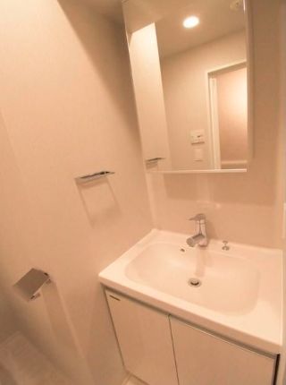 洗面設備　ゆったりとスペースのある洗面所