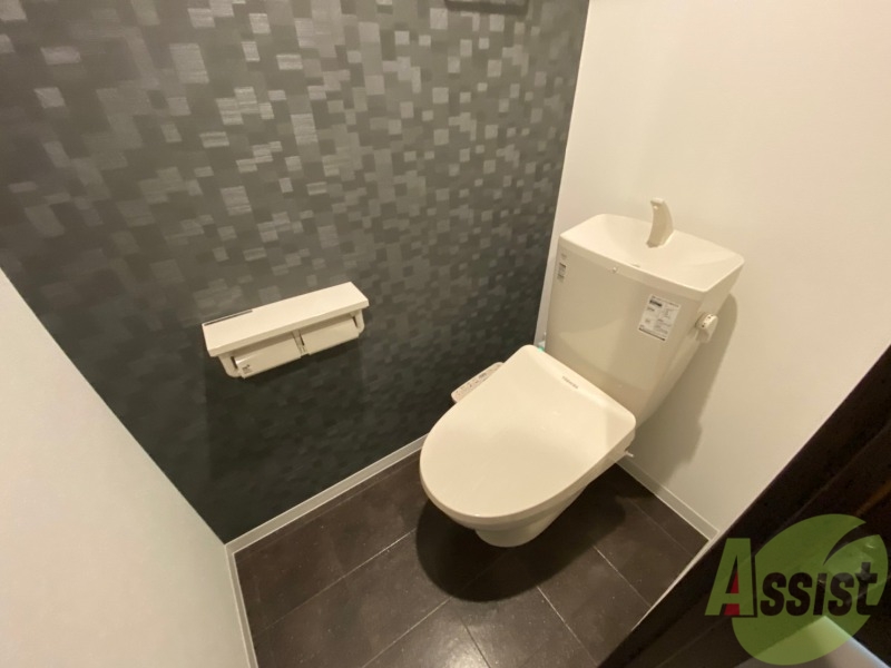 トイレ　トイレです。お洒落なクロスが使われていました！