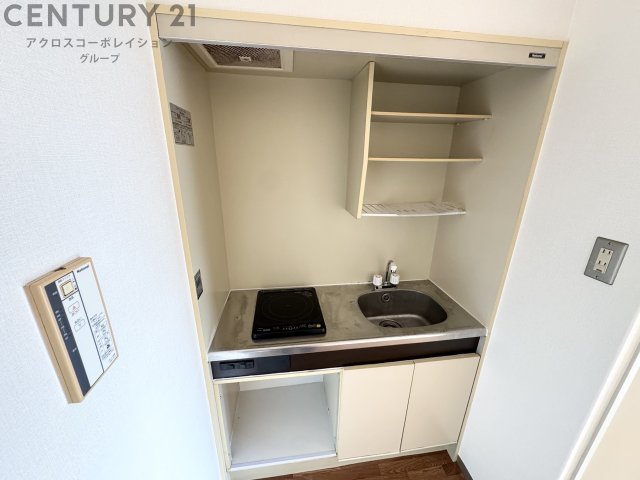キッチン　1口IHコンロで火を使わず、料理初心者の方にもおすすめです！