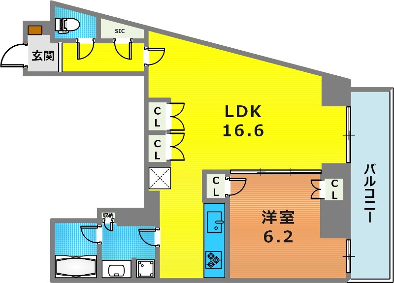 東急田園都市線 池尻大橋駅 徒歩4分 7階建 築2年の間取り写真
