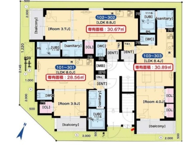 地下鉄今里筋線 瑞光四丁目駅 徒歩2分 3階建 新築の間取り写真