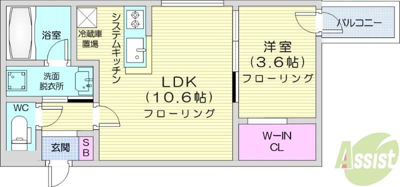 地下鉄南北線 北１８条駅 徒歩2分 5階建 築2年の間取り写真