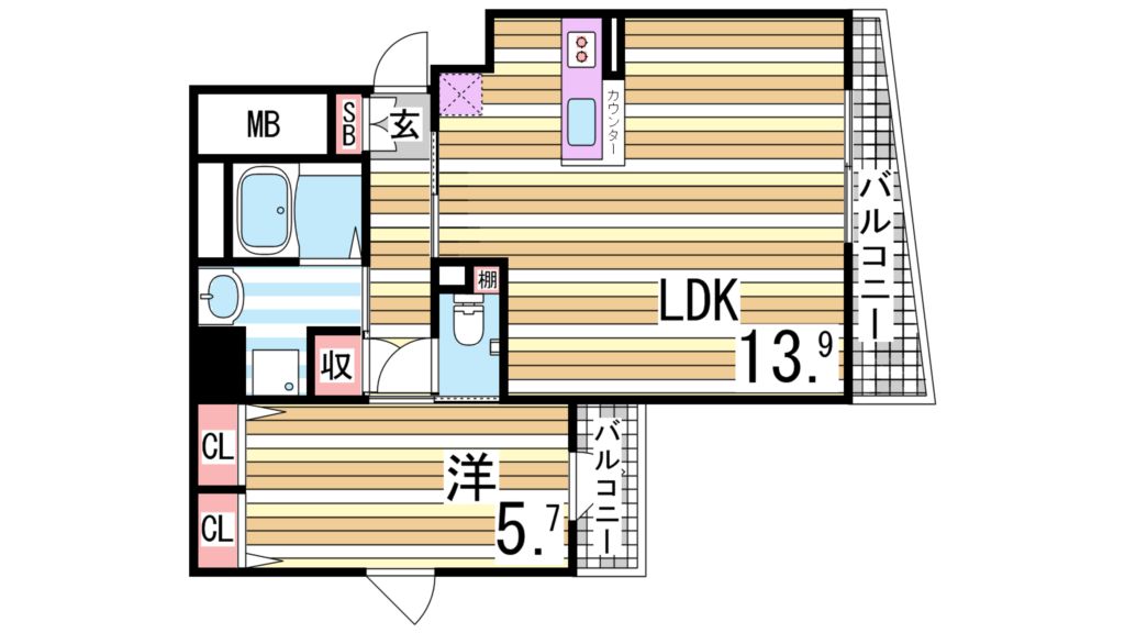 神戸市垂水区平磯のマンションの間取り